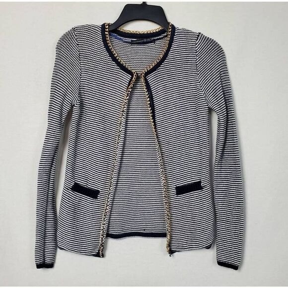 Atmosphere XS Navy Stripe Cardigan Sweater - Picture 3 of 9